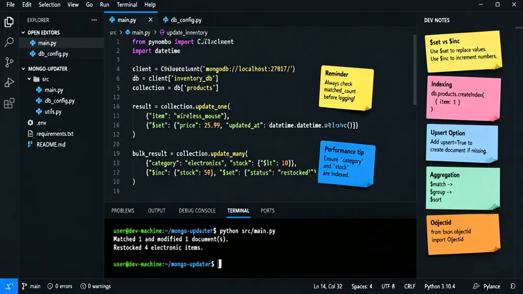 Updating Documents in MongoDB Using Pymongo